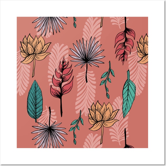 Tropical Flower Pattern Wall Art by SWON Design